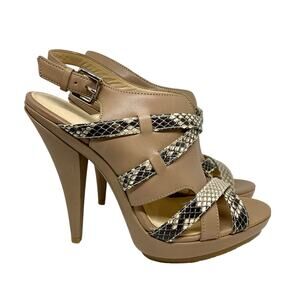 NIB Calvin Klein Gene Calf/Classic Python Print Heels in Taupe Size 7 1/2